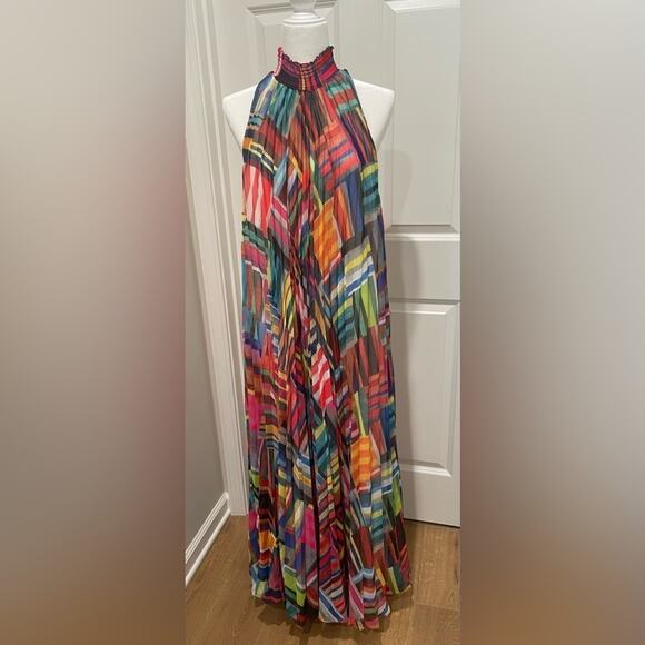 Ranna Gill (Anthropologie) Geo Halter Maxi Dress- M - Picture 2 of 10